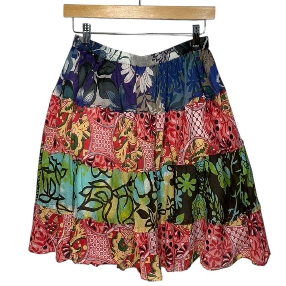 ALLISON BRITTNEY Tiered Gauze Boho Lined Mini Skirt
